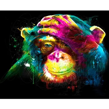 Încadrată de Colorat Maimuta Animale Personalizate lucrate Manual Adulți Diy Ulei de Numărul de Truse de Pictura Pe Canvas abstract Vopsea De Numere Cu Cadru