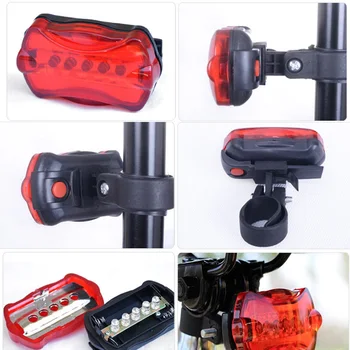 Multifuncțional 5 Lampă cu LED-uri de Biciclete Biciclete Frontal Lumina din Spate Impermeabil de Siguranță Lanterna Kituri ASD88